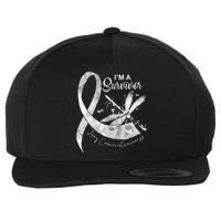 Im A Survivor Lung Cancer Dragonfly White Ribbon Wool Snapback Cap