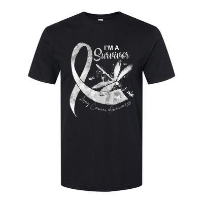 Im A Survivor Lung Cancer Dragonfly White Ribbon Softstyle CVC T-Shirt