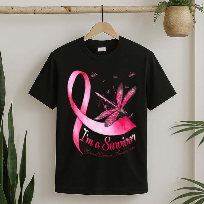 IM A Survivor Dragonfly Breast Cancer Awareness T-Shirt
