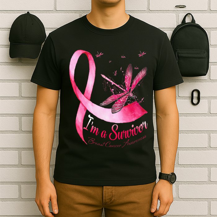 IM A Survivor Dragonfly Breast Cancer Awareness T-Shirt