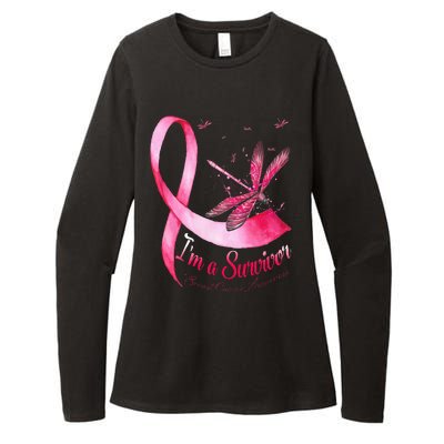 IM A Survivor Dragonfly Breast Cancer Awareness Womens CVC Long Sleeve Shirt