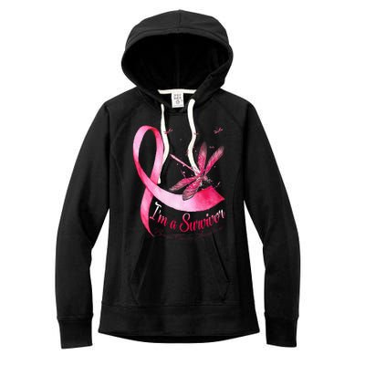 IM A Survivor Dragonfly Breast Cancer Awareness Women's Fleece Hoodie