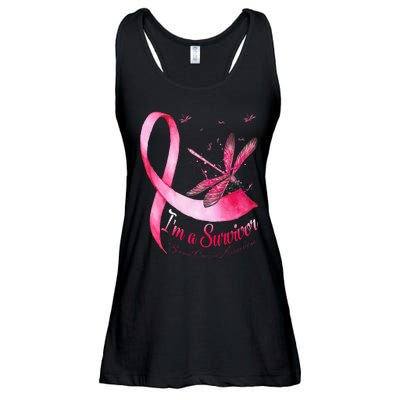 IM A Survivor Dragonfly Breast Cancer Awareness Ladies Essential Flowy Tank