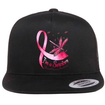 IM A Survivor Dragonfly Breast Cancer Awareness Flatbill Hat