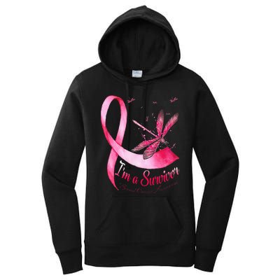 IM A Survivor Dragonfly Breast Cancer Awareness Women's Pullover Hoodie