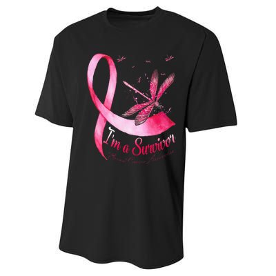 IM A Survivor Dragonfly Breast Cancer Awareness Performance Sprint T-Shirt