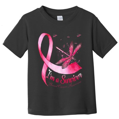 IM A Survivor Dragonfly Breast Cancer Awareness Toddler T-Shirt
