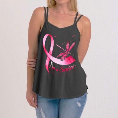 IM A Survivor Dragonfly Breast Cancer Awareness Women's Strappy Tank