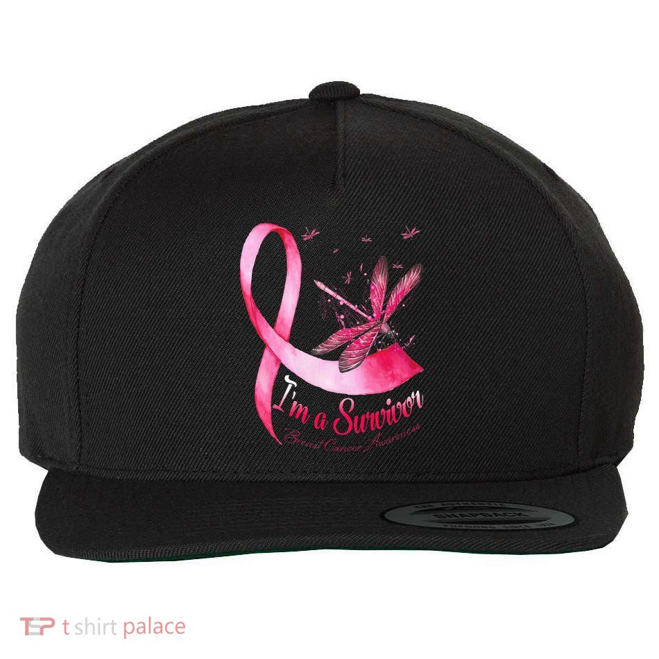 IM A Survivor Dragonfly Breast Cancer Awareness Wool Snapback Cap