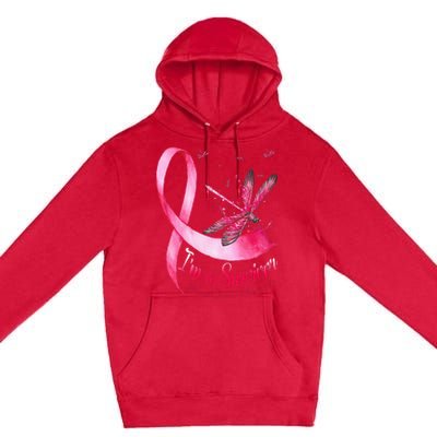 IM A Survivor Dragonfly Breast Cancer Awareness Premium Pullover Hoodie