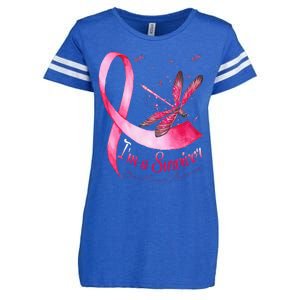 IM A Survivor Dragonfly Breast Cancer Awareness Enza Ladies Jersey Football T-Shirt