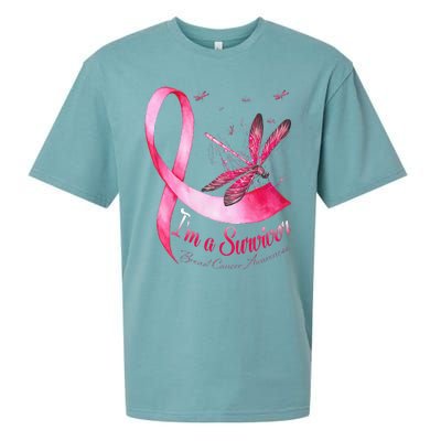 IM A Survivor Dragonfly Breast Cancer Awareness Sueded Cloud Jersey T-Shirt