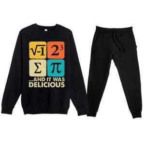 I Ate Some Pie And It Was Delicious Funny Pi Day Math Gifts Premium Crewneck Sweatsuit Set