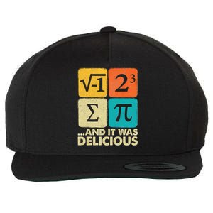 I Ate Some Pie And It Was Delicious Funny Pi Day Math Gifts Wool Snapback Cap