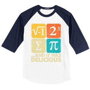 I Ate Some Pie And It Was Delicious Funny Pi Day Math Gifts Baseball Sleeve Shirt