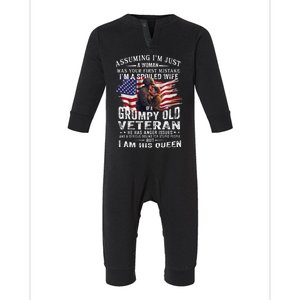 IM A Spoiled Wife Of A Grumpy Old Veteran Husband Wife Infant Fleece One Piece