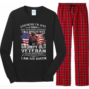 IM A Spoiled Wife Of A Grumpy Old Veteran Husband Wife Long Sleeve Pajama Set