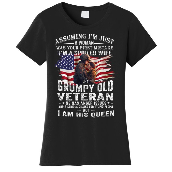 IM A Spoiled Wife Of A Grumpy Old Veteran Husband Wife Women's T-Shirt