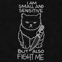 I Am Small And Sensitive But Also Fight Me Funny Cat Ladies PosiCharge Tri-Blend Wicking Tank