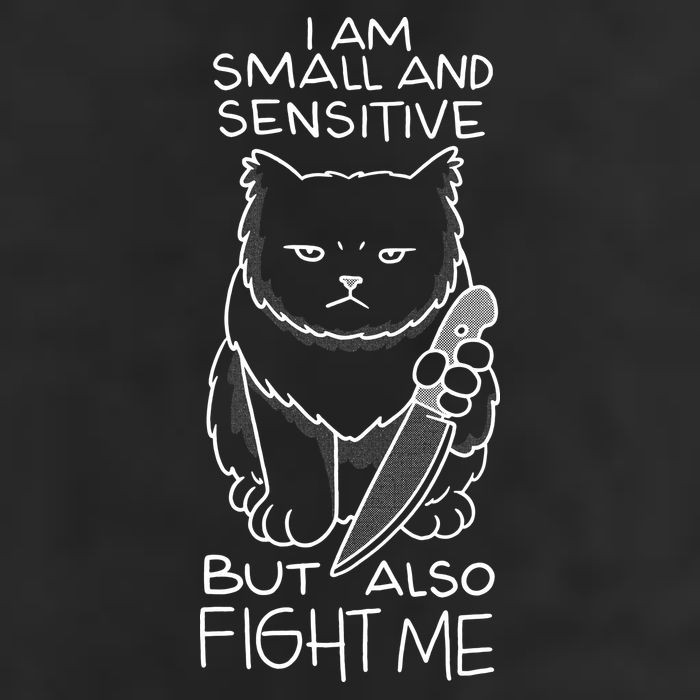 I Am Small And Sensitive But Also Fight Me Funny Cat 7 Panel Mesh Trucker Snapback Hat