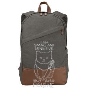 I Am Small And Sensitive But Also Fight Me Funny Cat Cotton Canvas Backpack