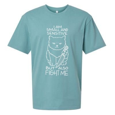 I Am Small And Sensitive But Also Fight Me Funny Cat Sueded Cloud Jersey T-Shirt