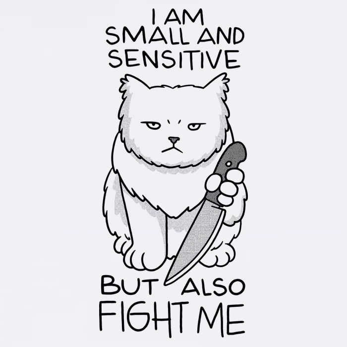 I Am Small And Sensitive But Also Fight Me Funny Cat Cool Comfort Performance Bucket Hat