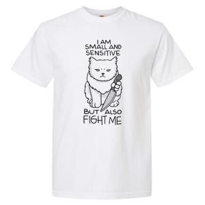 I Am Small And Sensitive But Also Fight Me Funny Cat Garment-Dyed Heavyweight T-Shirt