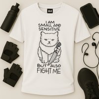 I Am Small And Sensitive But Also Fight Me Funny Cat Performance Shirt