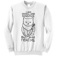 I Am Small And Sensitive But Also Fight Me Funny Cat Sweatshirt