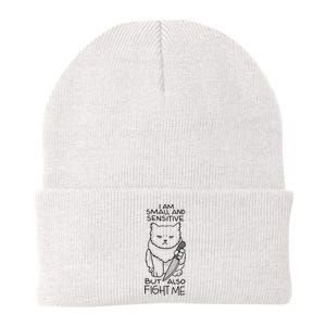 I Am Small And Sensitive But Also Fight Me Funny Cat Knit Cap Winter Beanie