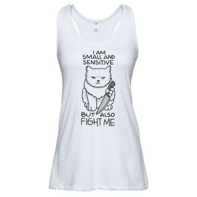 I Am Small And Sensitive But Also Fight Me Funny Cat Ladies Essential Flowy Tank