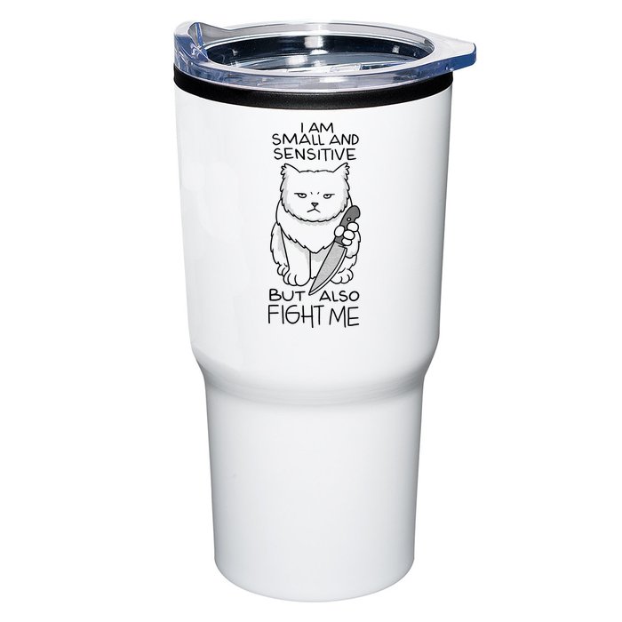 I Am Small And Sensitive But Also Fight Me Funny Cat Tumbler