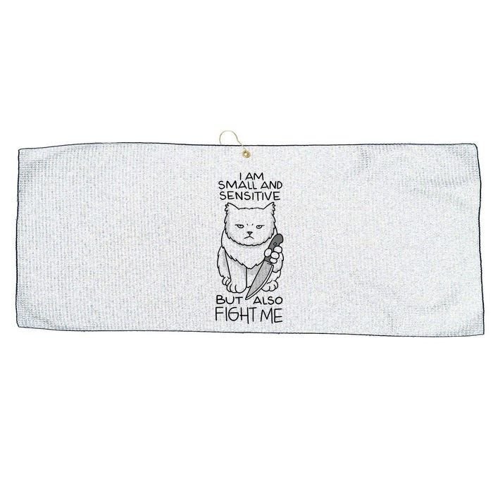 I Am Small And Sensitive But Also Fight Me Funny Cat Large Microfiber Waffle Golf Towel