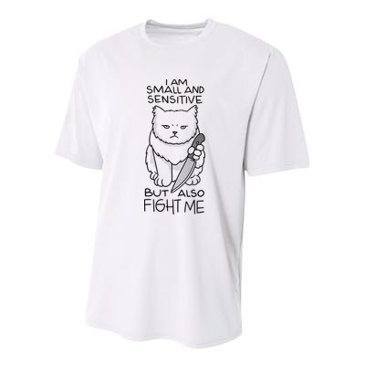 I Am Small And Sensitive But Also Fight Me Funny Cat Youth Performance Sprint T-Shirt