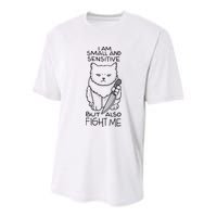 I Am Small And Sensitive But Also Fight Me Funny Cat Youth Performance Sprint T-Shirt