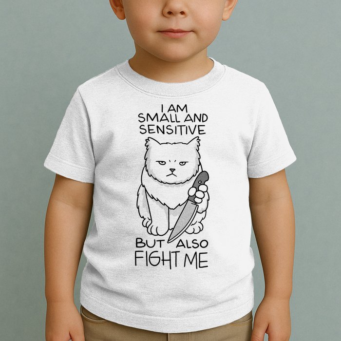 I Am Small And Sensitive But Also Fight Me Funny Cat Toddler T-Shirt
