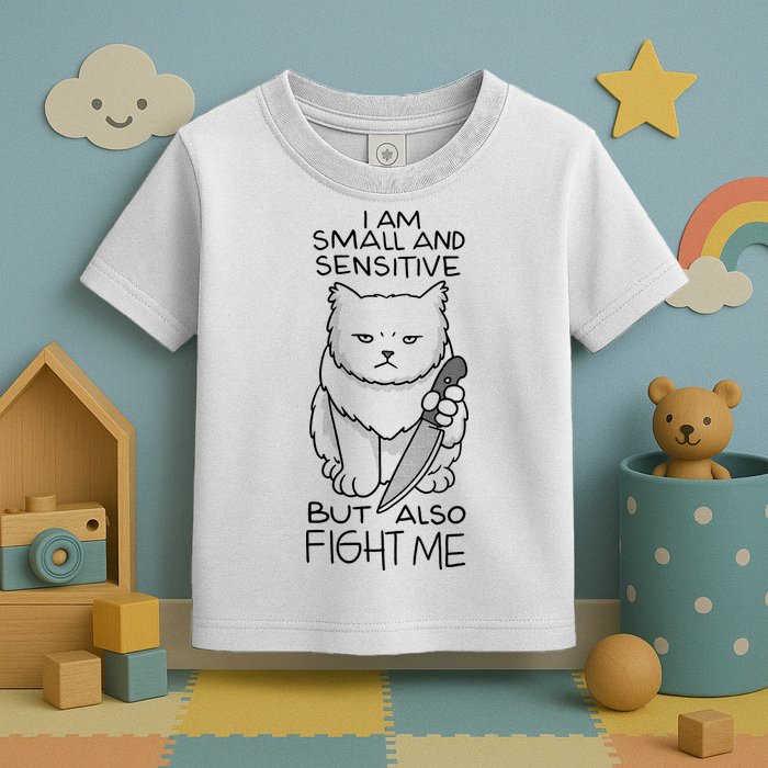 I Am Small And Sensitive But Also Fight Me Funny Cat Toddler T-Shirt