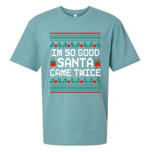 I Am So Good Santa Came Twice Couples Christmas Matching Sueded Cloud Jersey T-Shirt