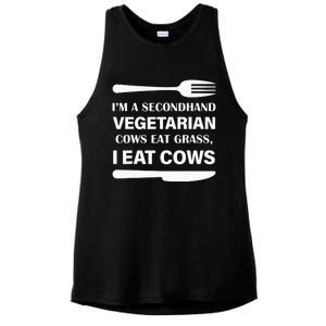 I'm A Secondhand Vegetarian Cows Eat Grass Ladies PosiCharge Tri-Blend Wicking Tank