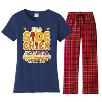 Im A Side Chick Funny Thanksgiving Dinner Women's Flannel Pajama Set