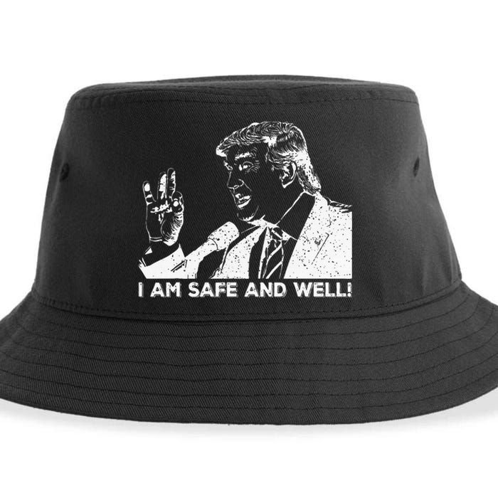 I Am Safe And Well Trump Support 2024 Sustainable Bucket Hat