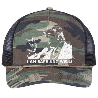 I Am Safe And Well Trump Support 2024 Retro Rope Trucker Hat Cap