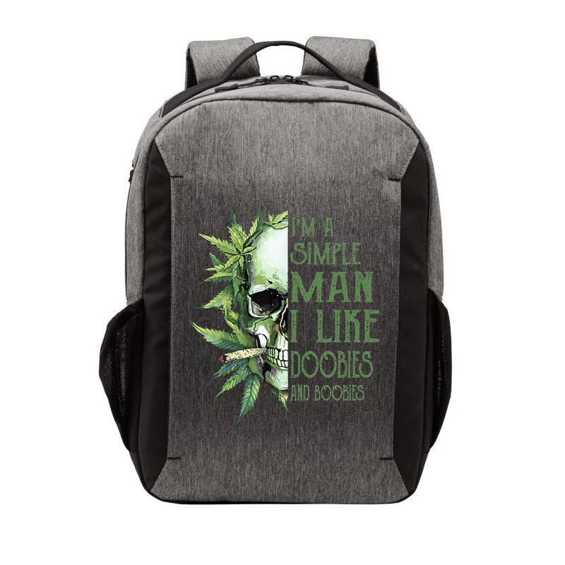 IM A Simple Man I Like Doobies And Boobies Skull Weed Vector Backpack