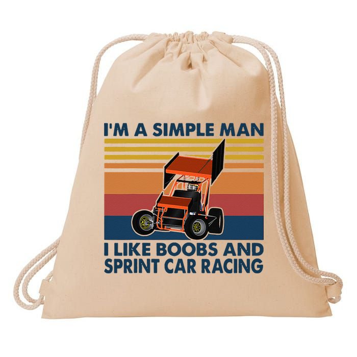 Im A Simple Man I Like Boobs And Sprint Car Racing Drawstring Bag