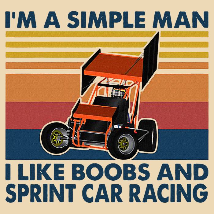 Im A Simple Man I Like Boobs And Sprint Car Racing Drawstring Bag