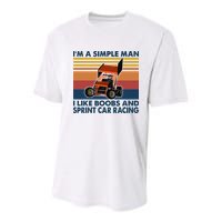 Im A Simple Man I Like Boobs And Sprint Car Racing Youth Performance Sprint T-Shirt