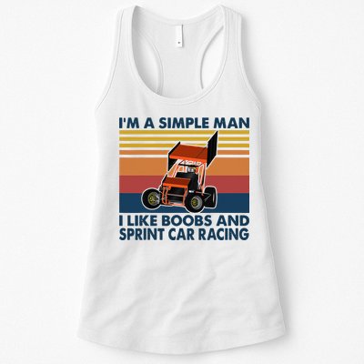 Im A Simple Man I Like Boobs And Sprint Car Racing Womens Tank Top