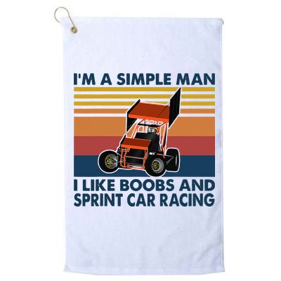 Im A Simple Man I Like Boobs And Sprint Car Racing Golf Towel