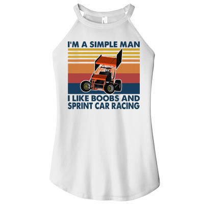 Im A Simple Man I Like Boobs And Sprint Car Racing Women's Perfect Tri Rocker Tank